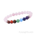 Bracelet en perles de quartz rose naturel Chakra 8MM Bracelet fantaisie